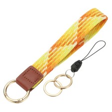 Keychain Wristlet, Cute Keychain Woven Wrist Lanyard, Orange