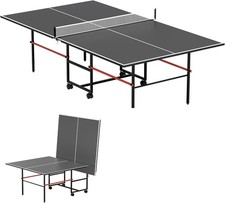 Black 8ft Foldable Ping Pong Table With Net 2 Paddles 3 Balls Indoor Outdoor