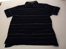 Bridgeport Club Polo Shirt Mens 3XL Black Mercerized Cotton Striped Pocket Short