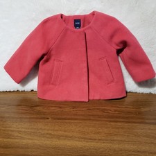 NEW Baby Gap Swing Coat Jacket 6 to 12 Months Pink Snap Front Pockets Girls