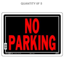 Hillman Black  Red Aluminum No Parking Sign, 10 x 14 in. 5-Pack