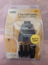 BELKIN 2-PORT KVM SWITCH WITH BUILT IN CABLES PS/2 VGA HDDB