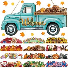 13Pcs Interchangeable Welcome Sign Front Door Holiday D cor for Fall  Xmas