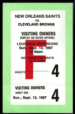 1987 MIKE COFER DEBUT PAT SWILLING SACK/1st START FOOTBALL TICKET SAINTS BROWNS