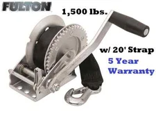 FULTON SINGLE SPEED TRAILER WINCH 1500LB 20'X2" STRAP & HOOK 8" HANDLE BOAT BULK