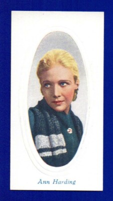 ANN HARDING 1936 GODFREY PHILLIPS EMBOSSED SCREEN STARS #2 NEARMINT (st) SHARP