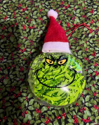 GRINCH CHRISTMAS Christmas Ornament Disc New with Santa Hat