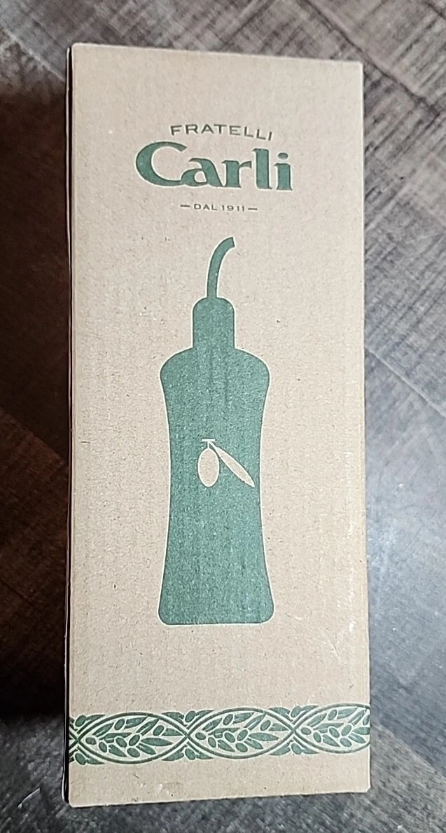 Fratelli Carli Olive Oil Dispenser White Ceramic Cruet w/Metal Top New with Box