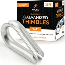 Galvanized Steel Thimbles for Wire Rope - 1/4 Inch -by Xpose Safety Pack of 24
