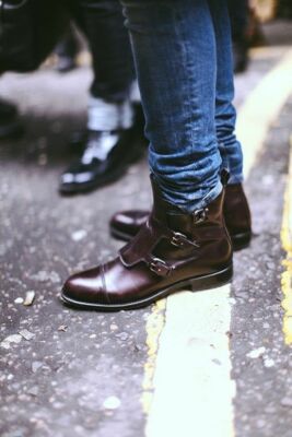 Handmade Men Brown Triple Monk Leather Casual Ankle High  display picture 1