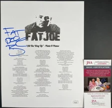 Terror Squad Fat Joe Signed "All The Way Up" Lyric Sheet Autograph JSA COA