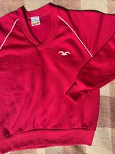 VTG 1970s Wrangler Sweatshirt Raglan V-Neck Seagull Pink Small