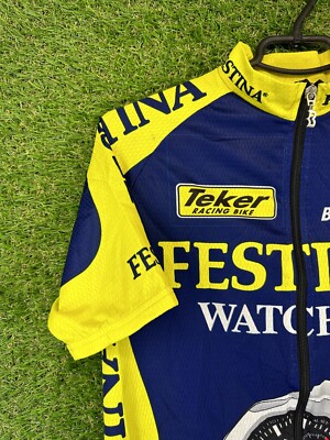 Maillot Cycliste Biemme Vintage – Bleu/jaune – Taille L – Homme – Italie
