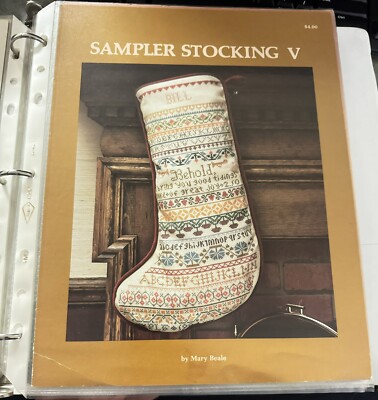 Mary Beale. Sampler Stocking V Vintage / Rare Find 1984 Cross Stitch Pattern
