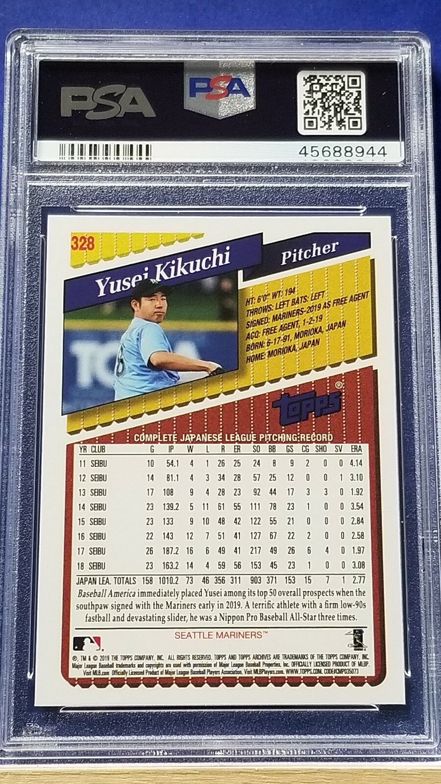 Yusei Kikuchi - 2019 Topps Archives 2019 Rookie #328   PSA 10   view 2