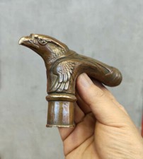 Victorian Old Bronze Hand Carved Eagle statues Antique Cane Walking Stick Head