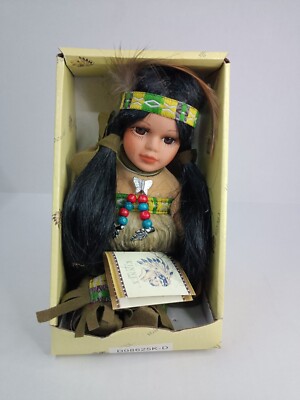 Native American Porcelain Doll Eka Collection 8'' Brand New In Box