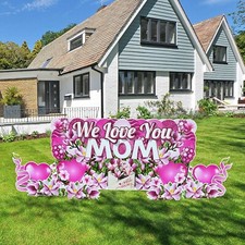 Mother's Day Oversized EZ Yard Cards We Love You Mom Yard Sign, Pink
