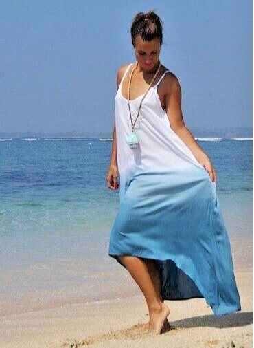 Mujer Verano Largo Drapeado Noche Blanco Slip Dress Alto Bajo Venta al por...