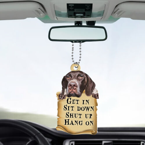 German Shorthaired Pointer GSP Dog Get In Sit Down Shut Up Hang On Car Ornament - Picture 1 of 4