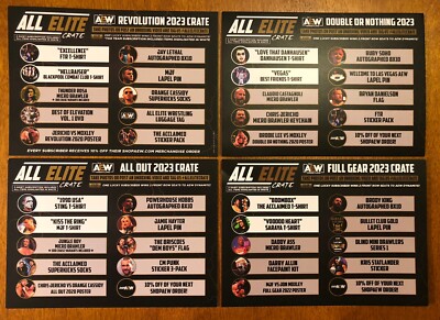 2023 All Elite Crate Menu Cards Complete Set AEW