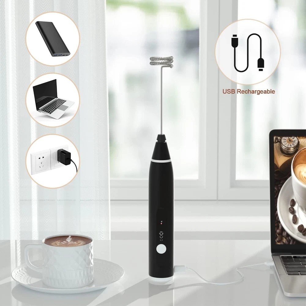 Milk Frother Handheld, Rechargeable Electric Foam Maker Drink Mixer 3 Speeds ...