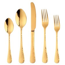 20-Piece Gold Plated Flatware Set Stainless Steel for Home  Restaurant