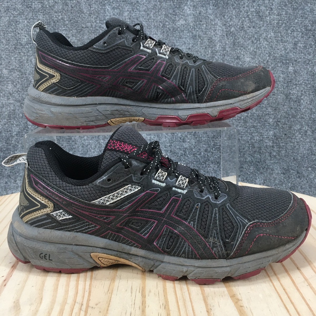 ASICS Shoes Womens Gel Venture Running Sneakers Grey Lace Up