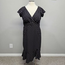 Stop Staring Dress Plus Size 2X Leilani Black Polka Dot Fitted Retro 40s Wiggle