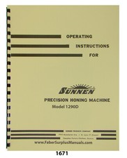 Sunnen MBB-1290D Precision Honing Machine Operating Instructions Manual 1671