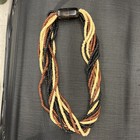 Vintage 9 strand Wood Beads Earth tone Colors 24" necklace