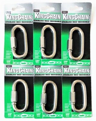 6 MIBRO KINGCHAIN 3/8'' STAINLESS STEEL 316 QUICK LINK HOOK MARINE BOAT 1800LBS