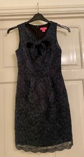 Monsoon grey lace dress with peephole tie neckline size 8