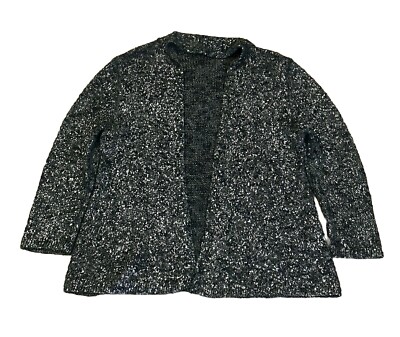 Cardigan Eileen Fisher à Devant Ouvert - Métallisé Argent - Taille XS - Occasion Très Bon état