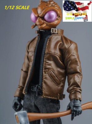 1/12 scale brown Leather Jacket for 6'' figure SHF Nota Mezco MixMax PHICEN  USA 
