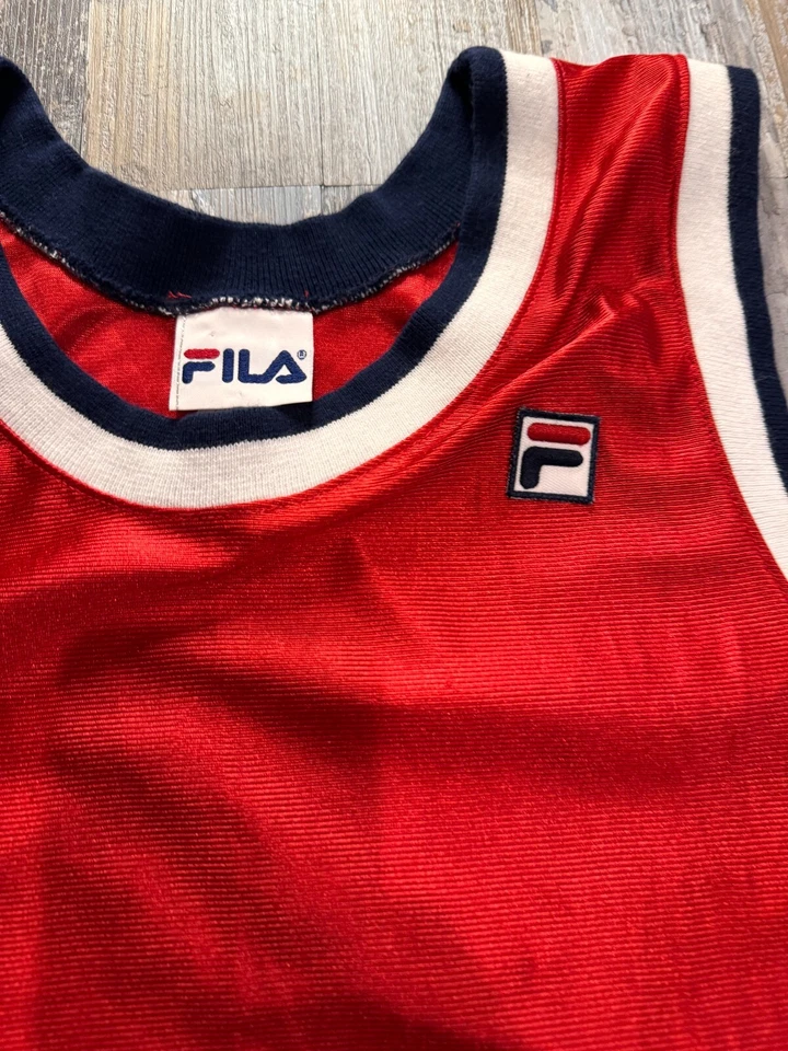 Camiseta sin mangas vintage de baloncesto Fila de los 80 con logotipo de la NBA hecha en EE. UU. talla L Foto 2 de 4