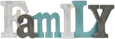 Multicolor Wooden Family Word Sign Freestanding Block Letters Wall Mounted...