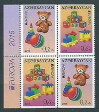 s52419 AZERBAIJAN MNH** 2015 Europe CEPT 4v block from booklet Old Games