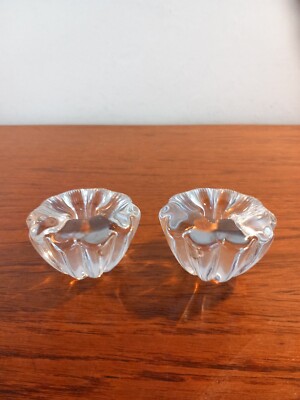 2x Vintage Orrefors Kerzenständer in Blumenform 