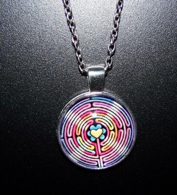 Spiral Art Maze crystal charm pendant necklace 925 Sterling Silver chain female 