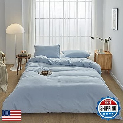 FACE TWO FACE Bedding Duvet Cover Set100% Washed Cotton Duvet Cover Linen Lik