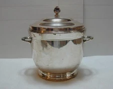 Vintage Poole Silverplate EPC Ice Bucket w/ Lid Insulated Glass Liner Foral