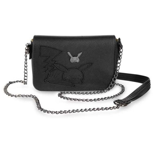 Loungefly Pokemon Pikachu Crossbody Bag Chain Strap Black on Black NWT
