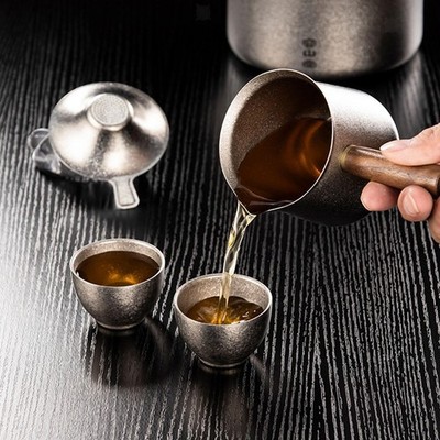 Titan Teekocher Titan Tasse Tragbar Mehrzweck mit Holzgriff Tee