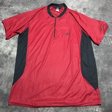 Canari 1/4 Zip Red Black Althetic Tee Shirt Cycling Made In USA XL