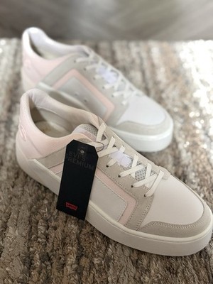 Levi s Mullet S 2.0 Turnschuhe Damen Größe 6,5 UK hellrosa weiß grau selten - neu
