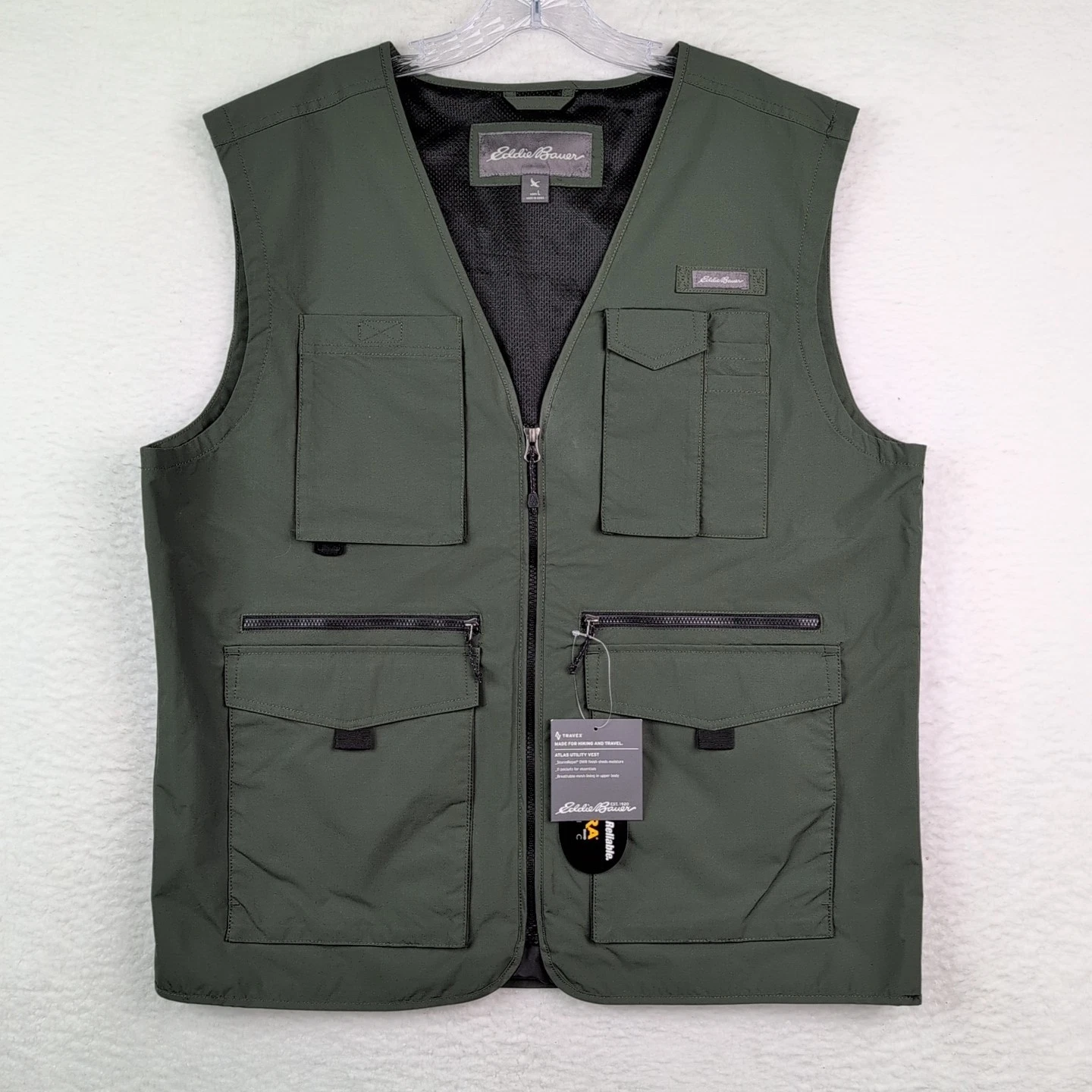 NWT Eddie Bauer Travex Atlas Utility Vest Men’s Large Green Nylon
Opens in a new window or tab