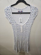 Urban Outfitters Blue White Shell Ribbed Mini Beach Soft Stretch Dress Small