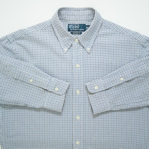 Ralph Lauren Herren Hemd Medium Size Custom Fit Blau Kariert Baumwolle Langarm - Bild 6 von 15