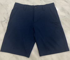Under Armour Boys Navy Blue Showdown Golf Chino Shorts Flat Front Size YL